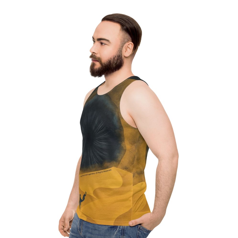 Unisex yellow sand tank top inspired by the Dune movie - men side