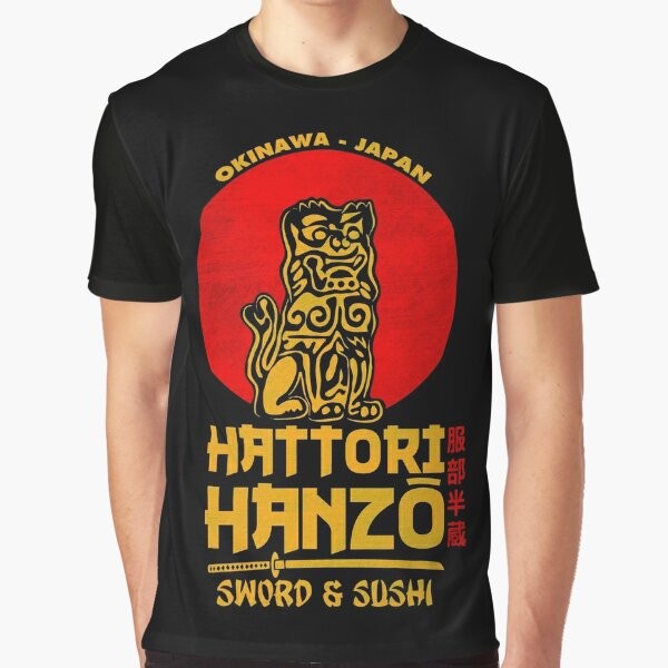 Hattori Hanzo Graphic T-Shirt featuring the iconic samurai character from Quentin Tarantino's Kill Bill movies