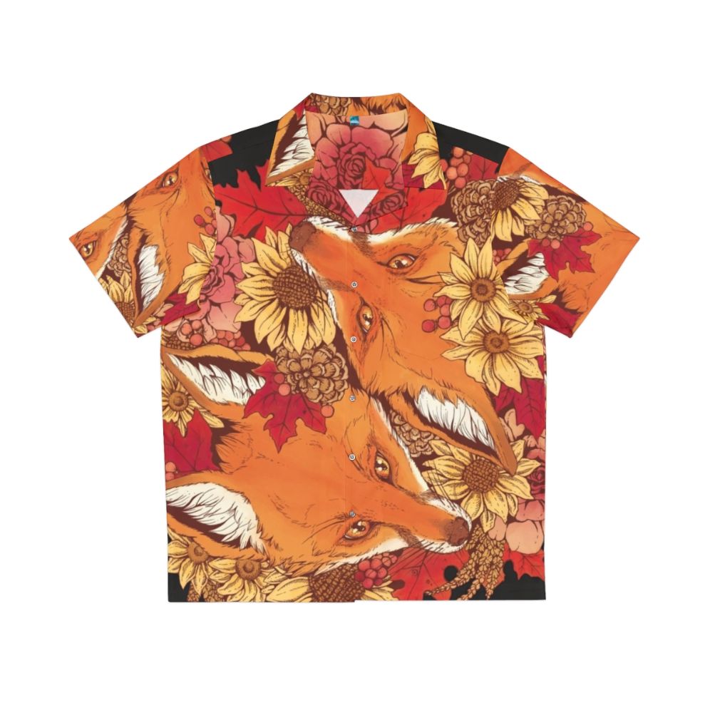 Autumn fox bloom floral Hawaiian shirt