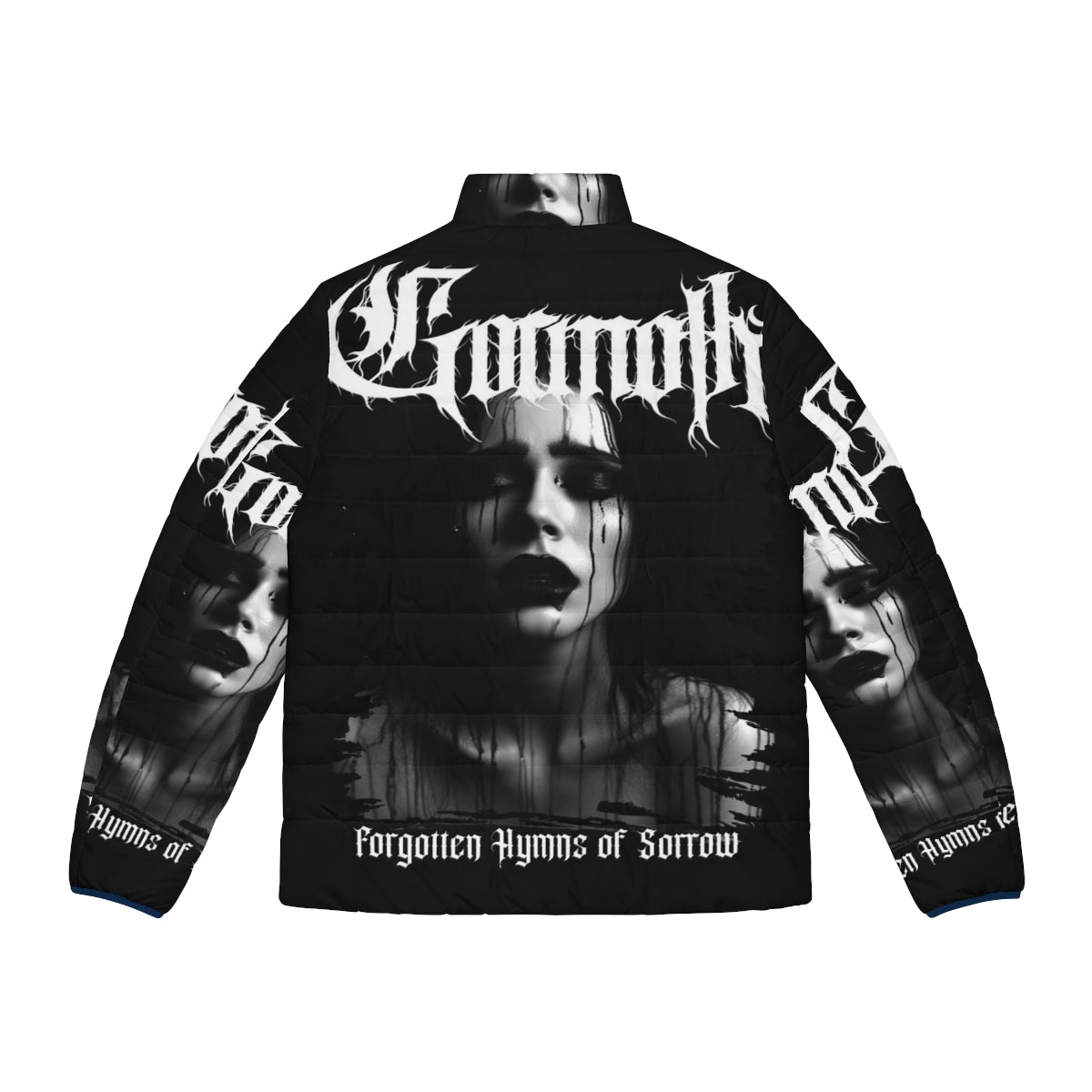 Gormoth Hungarian black metal puffer jacket with metal-inspired design - Back