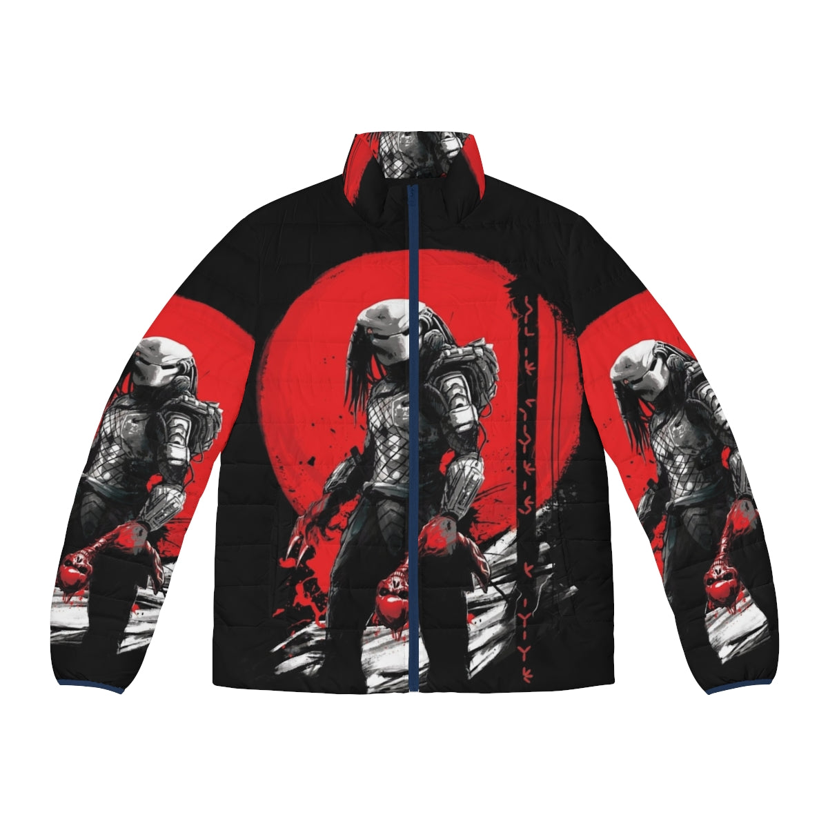 Hunter S Moon Japanese Predator Puffer Jacket with Japanese art and samurai design