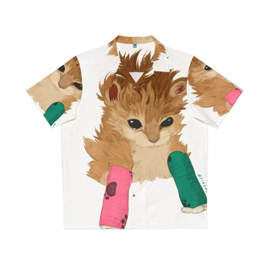 Vibrant bonkers Hawaiian shirt with tater tot and kitty crusaide design