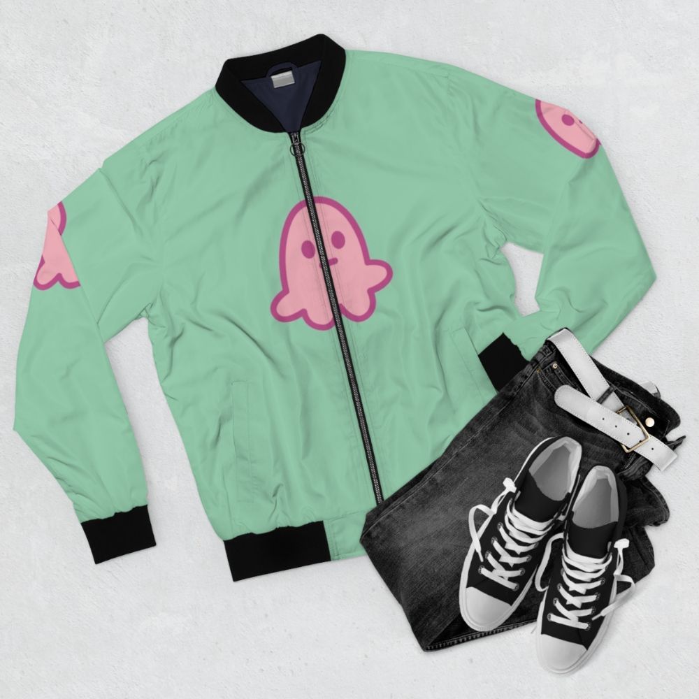 Star Butterfly Octopus Bomber Jacket with Pastel Colors - Flat lay