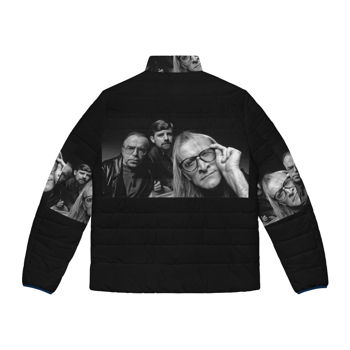 X-Files Grunge Style Puffer Jacket with The Lone Gunmen Cult TV Parody Design - Back