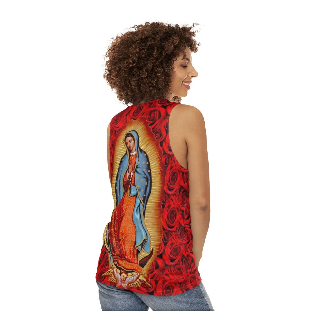 Virgen De Guadalupe Unisex Catholic Lowrider Tank Top - women back