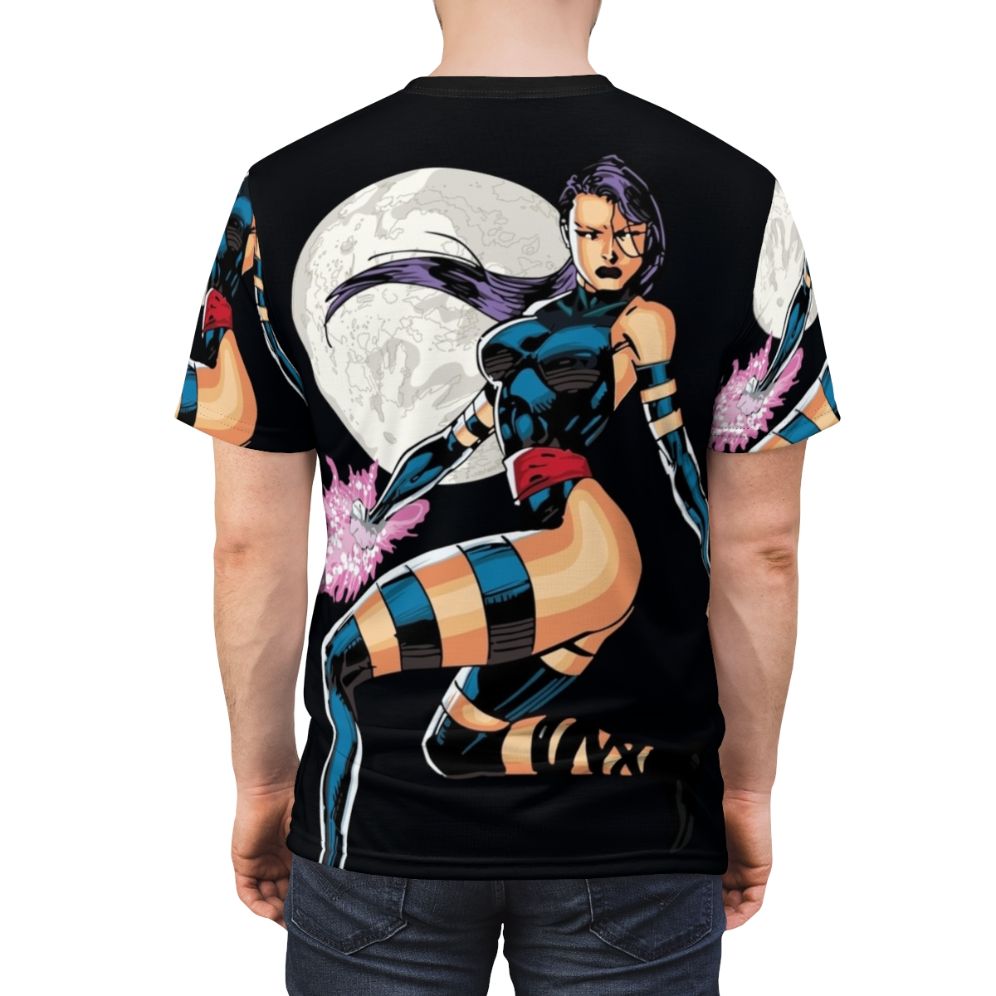 A high-quality t-shirt featuring the comic art character Betsy Braddock, also known as Psylocke. - men back