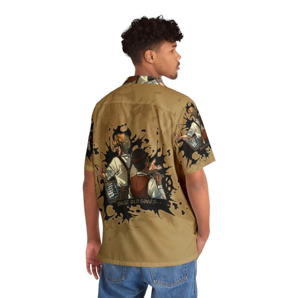 Vintage-style Hawaiian shirt with abstract ink splatter design - People Back