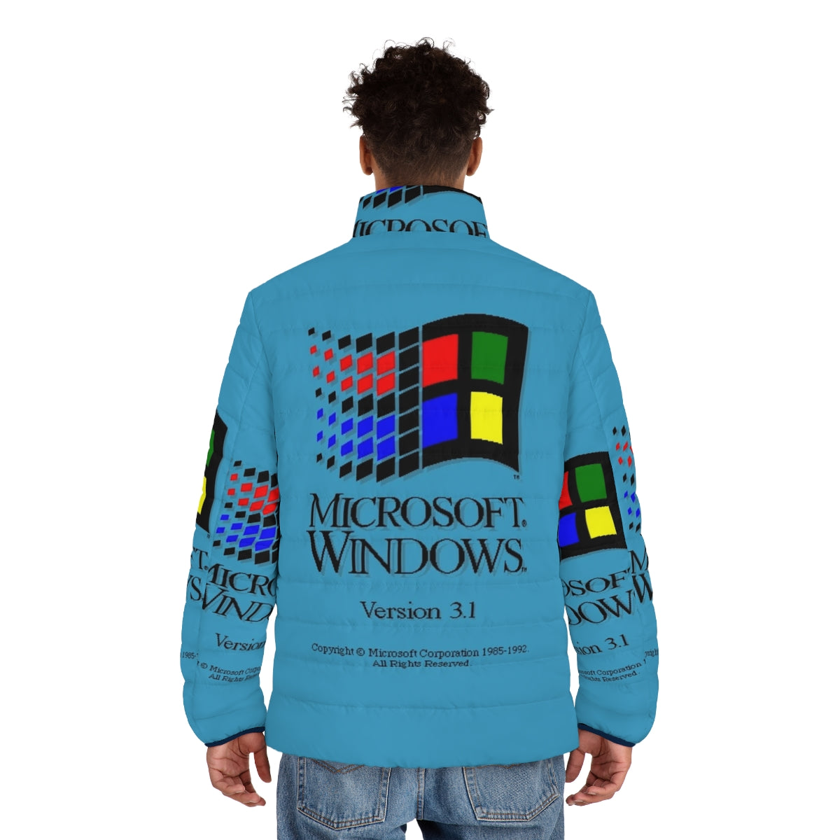 Puffer jacket with Windows 3.1 logo and retro design - men back