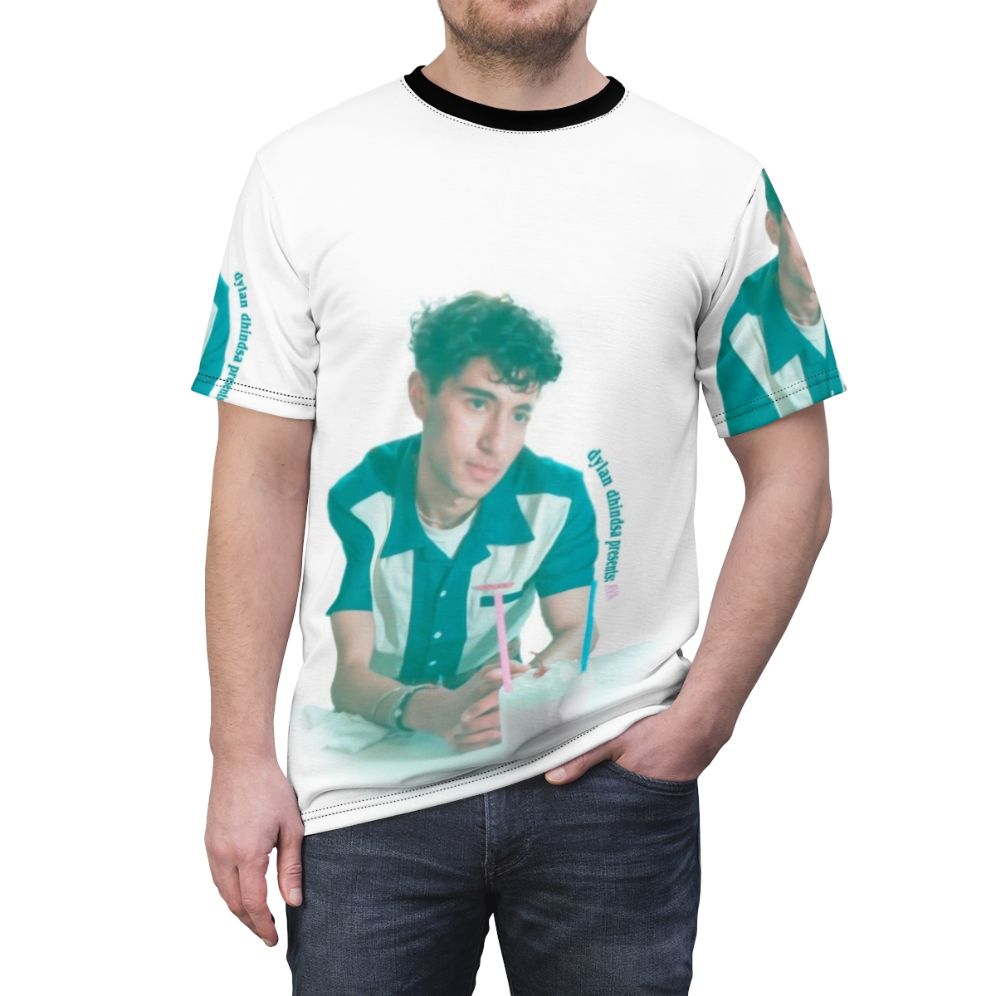 Vintage-style graphic tee featuring a pop art design of Dylan Dhindsa - men front