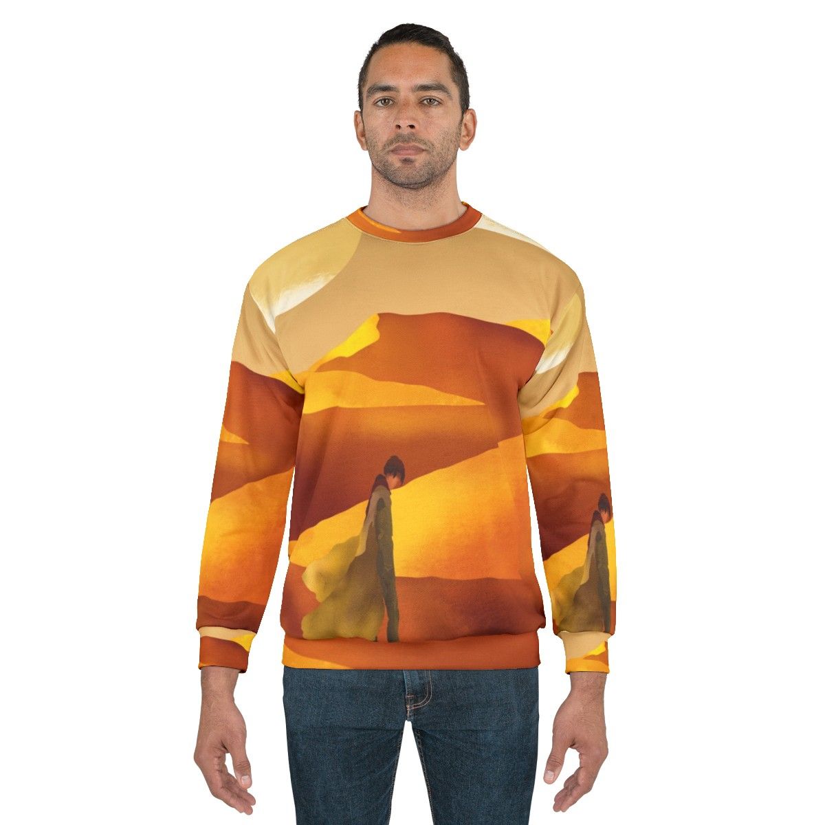 Dune movie inspired sweatshirt with sandy landscape and moons - men