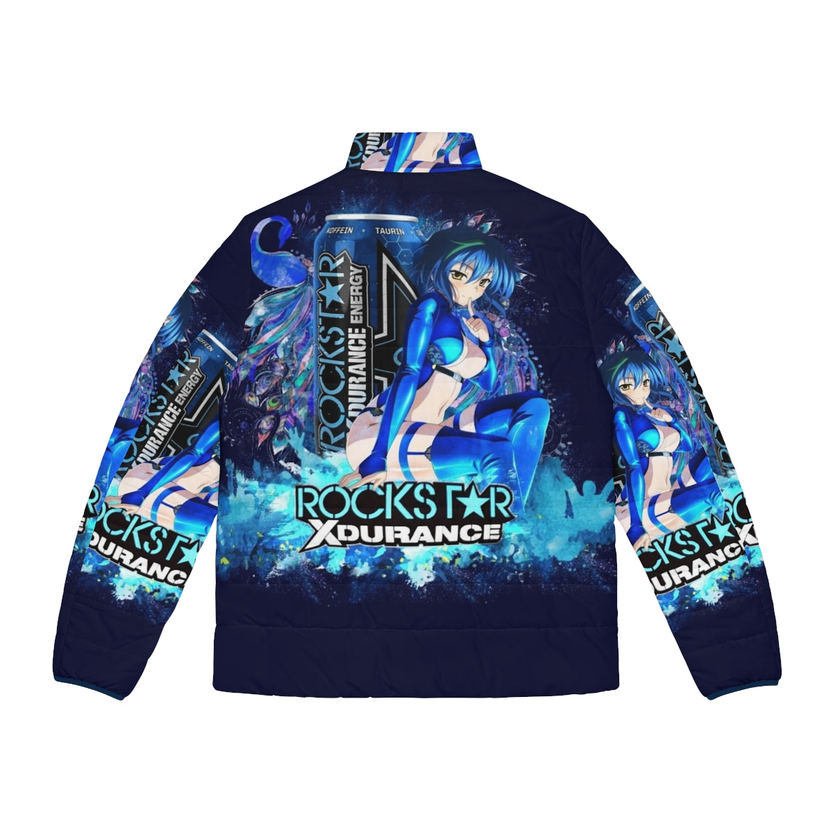 Highschool DxD Xenovia Quarta Anime Girl Blue Hair Puffer Jacket - Back