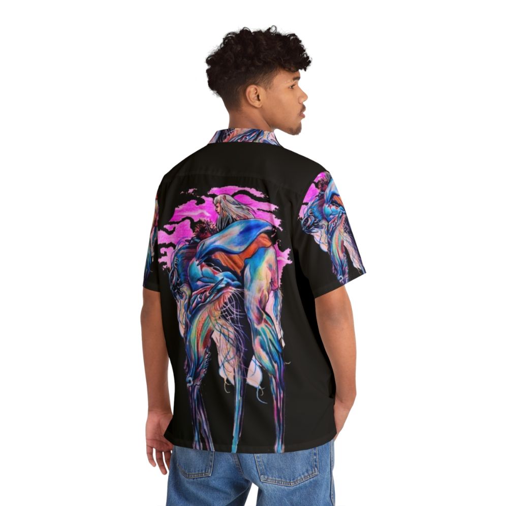 Dark Crystal inspired Hawaiian shirt with fantasy graphics - People Back