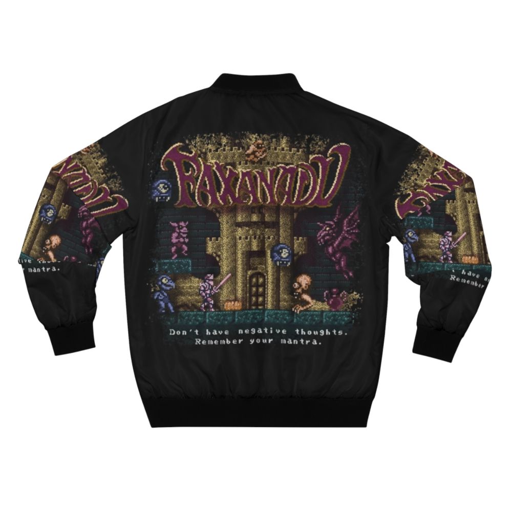 Retro 8-bit pixel art bomber jacket for nostalgic gamers - Back