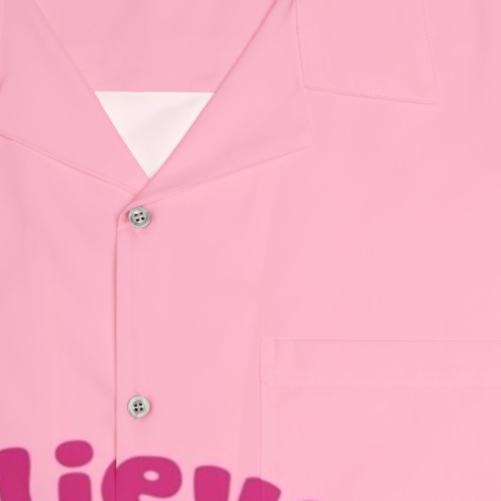 Pink Hawaiian shirt with cute narwhal design - Detail