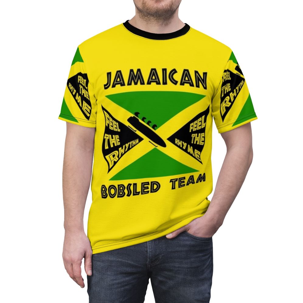 Jamaican Bobsled Team Inspired Retro 90s Costume T-Shirt - men front