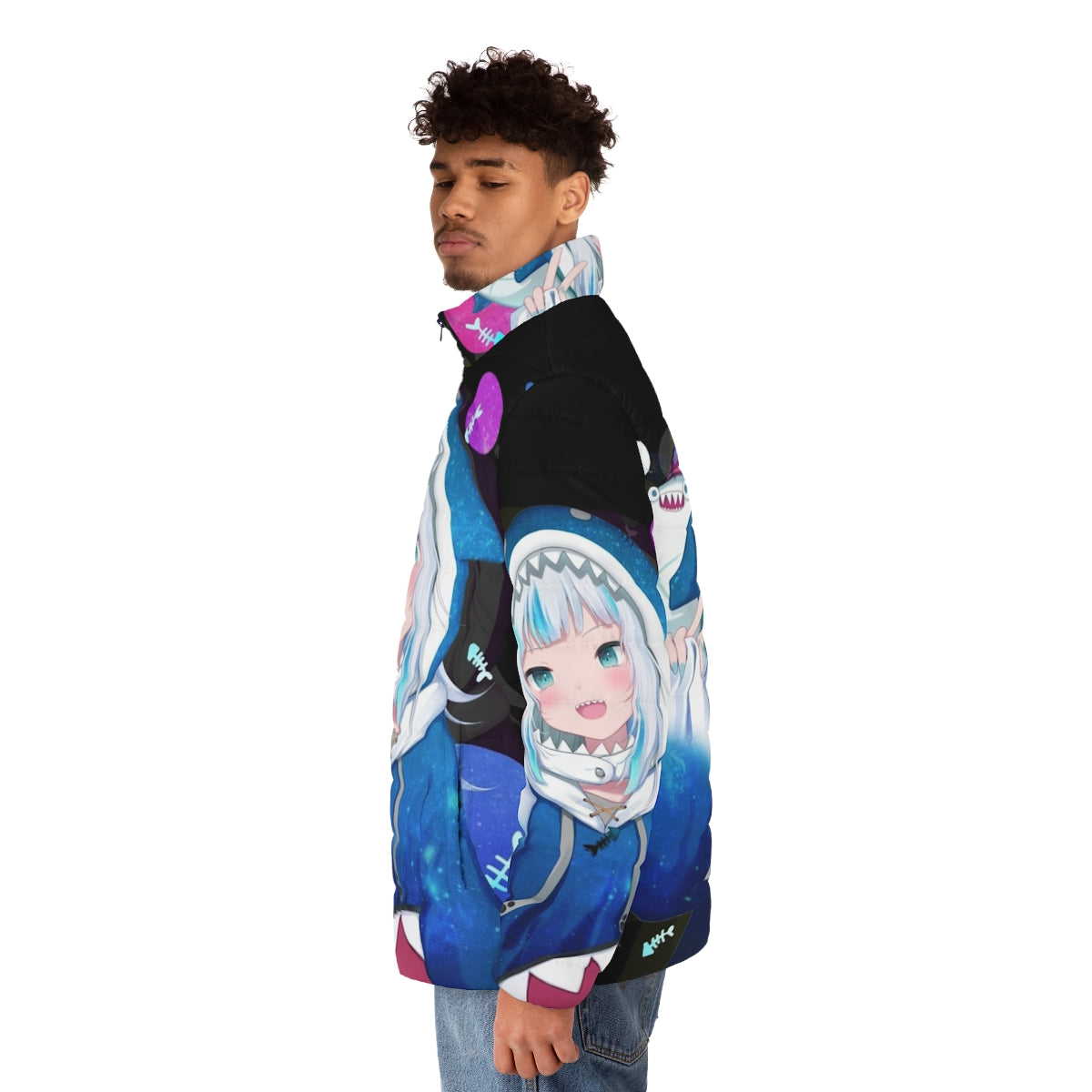 Gawr Gura Hololive EN vtuber anime inspired puffer jacket - men side left