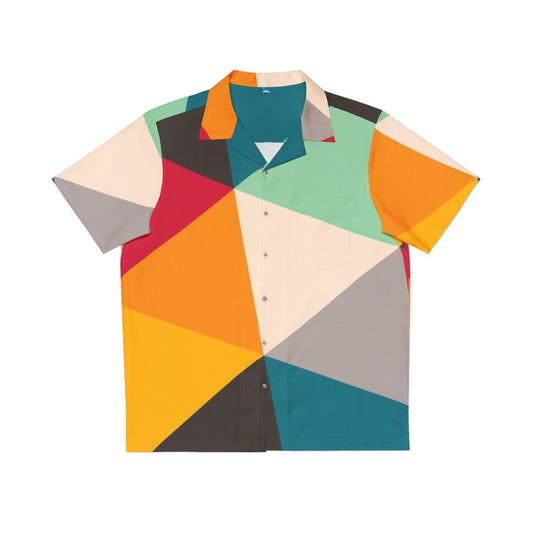 Colourful geometric triangles Hawaiian shirt with abstract, contemporary design