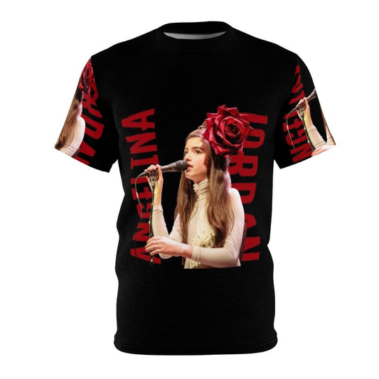 Angelina Jordan inspired all-over-print t-shirt featuring magic music artwork