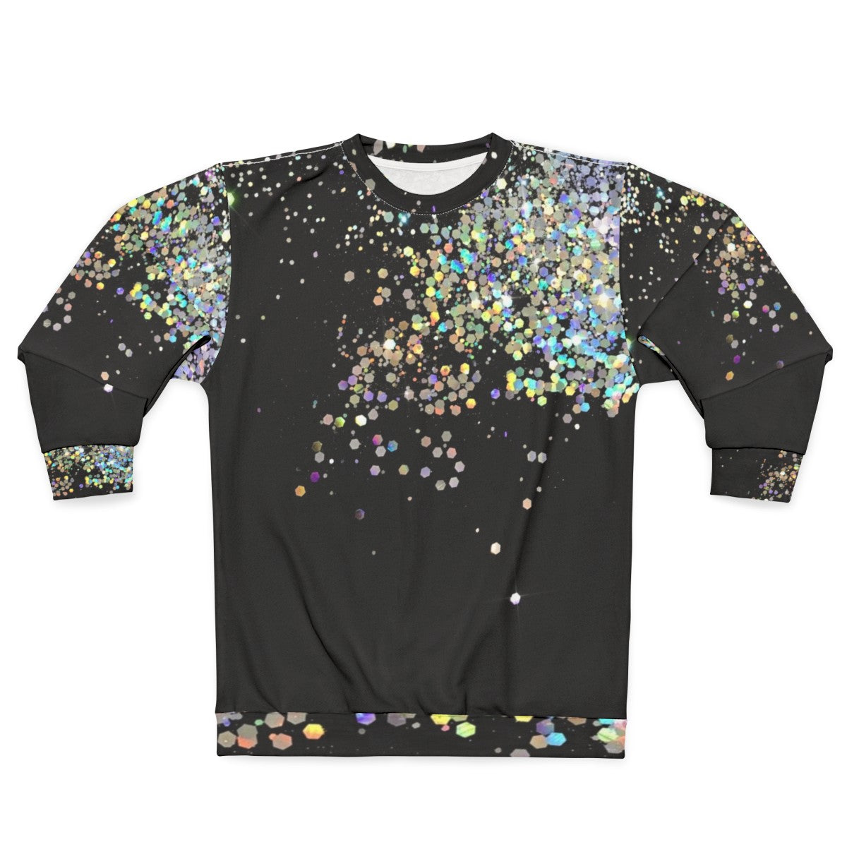 Black holographic sparkle sweatshirt for modern, trendy fashion