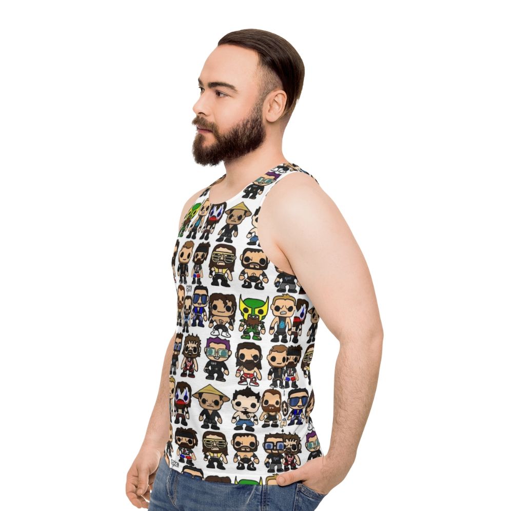 Qwa Vinyl Pop Art Wrestling Unisex Tank Top - men side