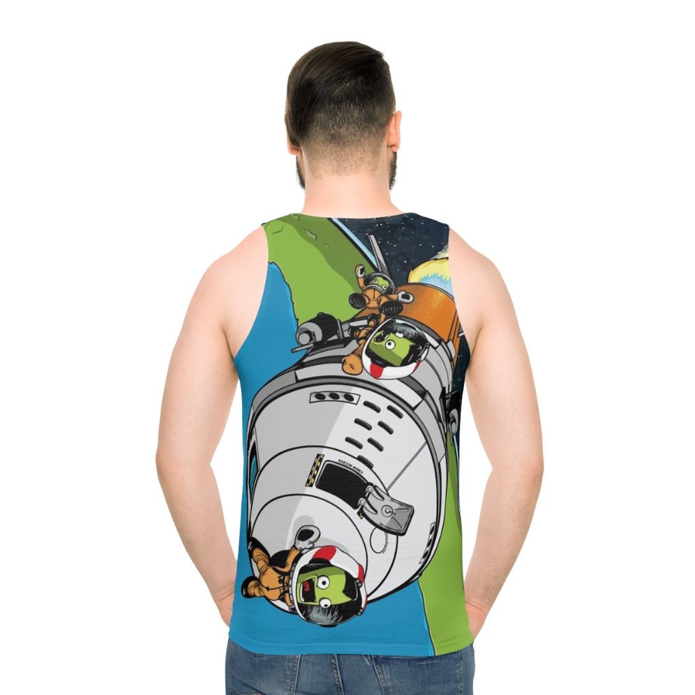 Unisex Kerbal Space Program inspired vector rocket tank top - men back