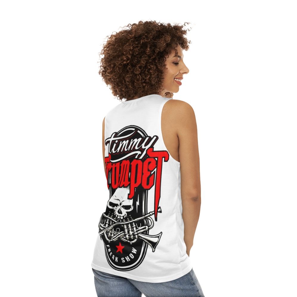 Unisex grunge skull tank top - women back