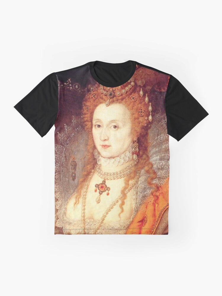 Graphic t-shirt featuring a portrait of Queen Elizabeth I of England - Flat lay