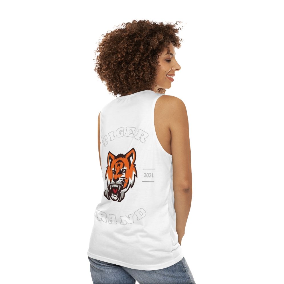 Colorful tiger print unisex tank top - women back