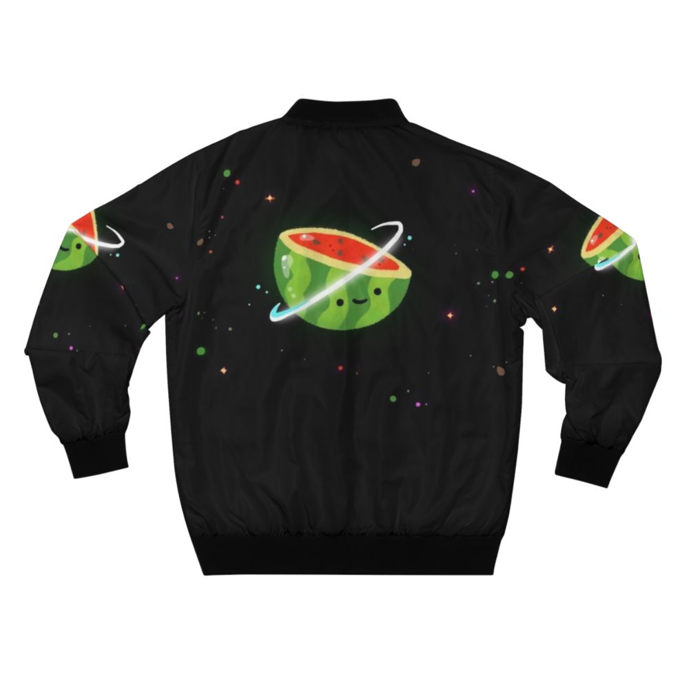 Spacemelon Kawaii Bomber Jacket with Watermelon and Star Designs - Back