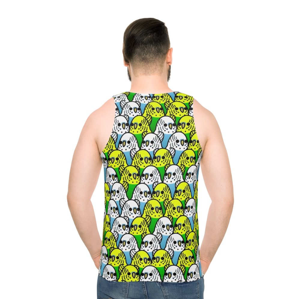 Too Many Birds Budgie Squad Unisex Tank Top - men back