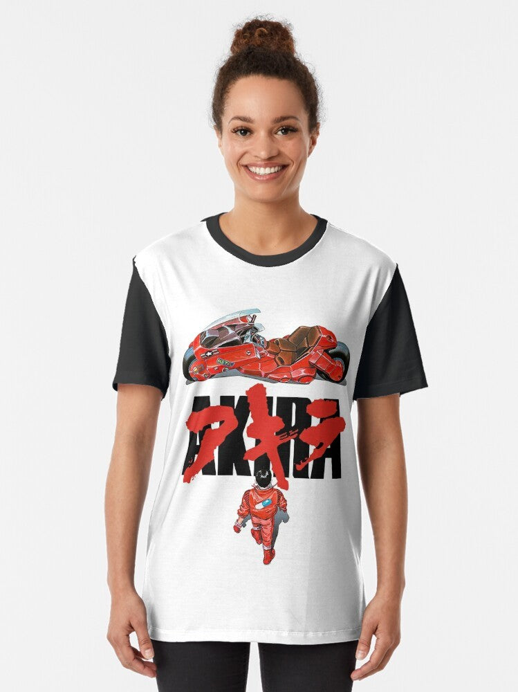 Akira anime Japan retro graphic t-shirt design with cyberpunk and manga influences - Women