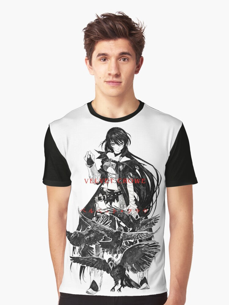 Graphic t-shirt featuring a pencil-drawn design with an anime-inspired revenge theme, inspired by the Tales of Berseria video game. - Men