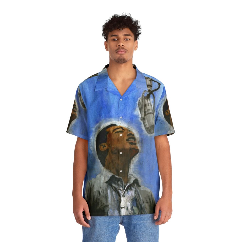 Retro Sam Cooke Hawaiian Shirt with Vintage Music Portrait Design - People Front