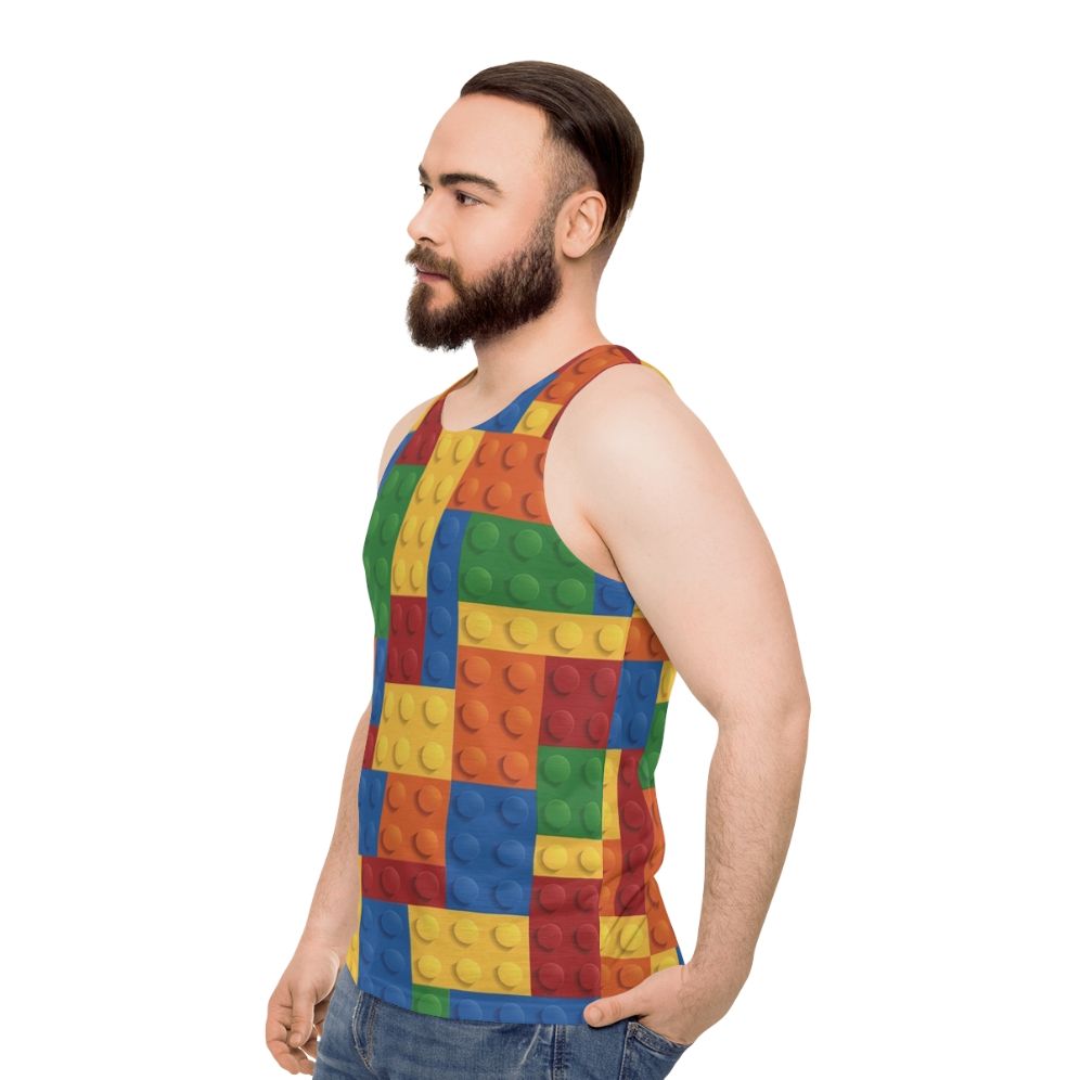 Minimalist block pattern unisex tank top - men side