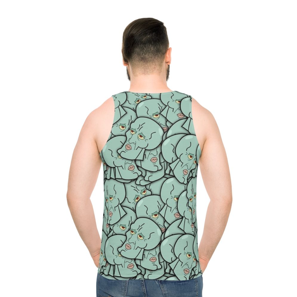 Unisex "Mr. Handsome" Tank Top featuring Spongebob and Squidward characters - men back