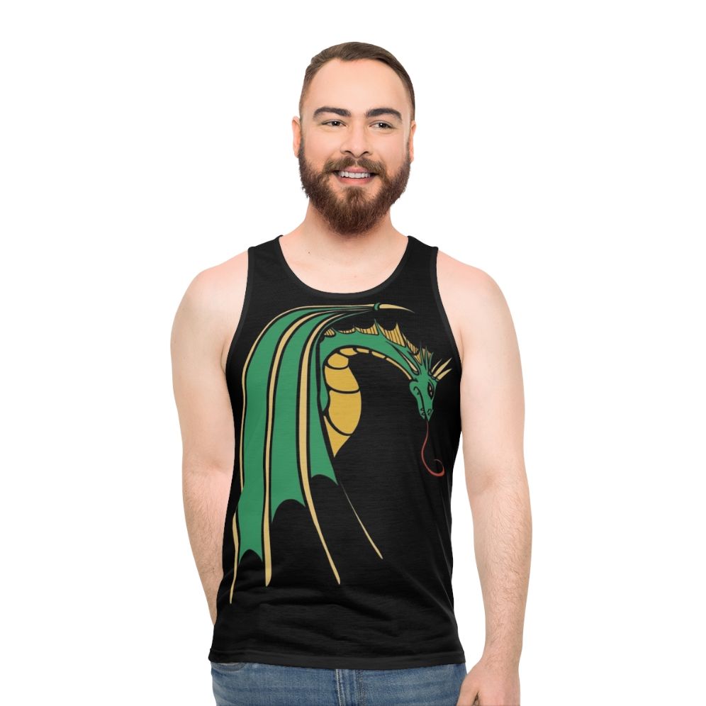 Green dragon art unisex tank top - men