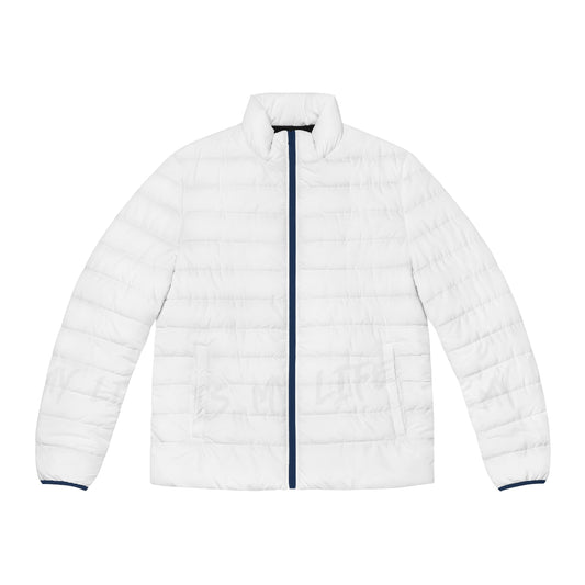 A cozy puffer jacket featuring a baseball design, perfect for sports enthusiasts