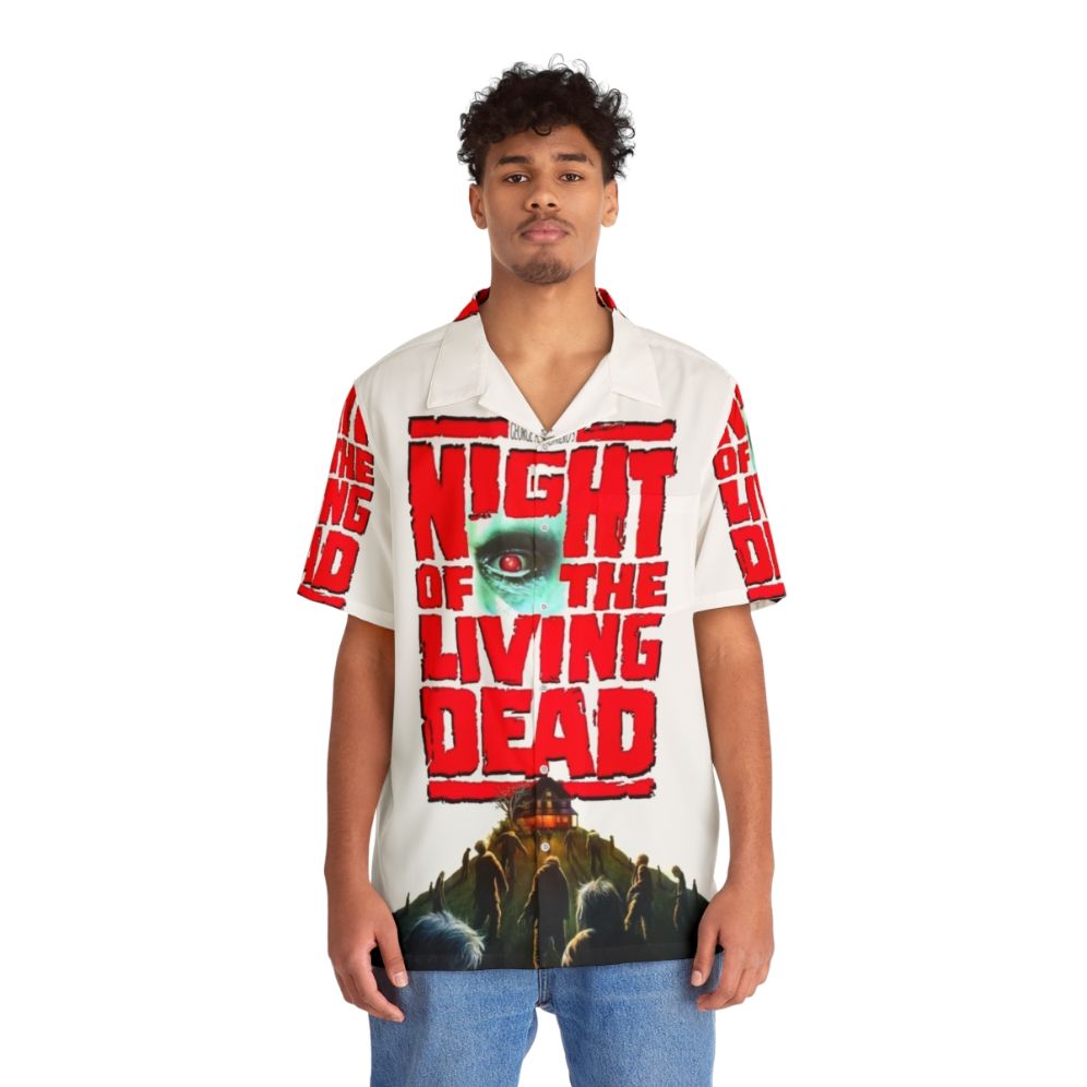 Night Of The Living Dead Hawaiian Shirt featuring zombies and horror movie elements - People Front