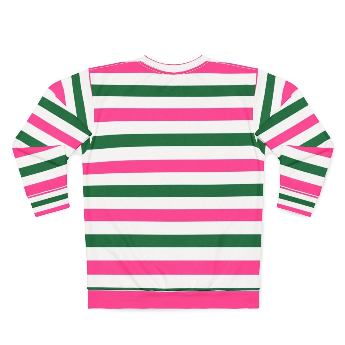 Deckchair Stripes Forest Green and Pink Sweatshirt - Back