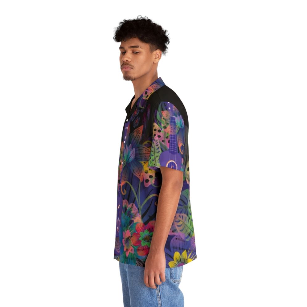 Ukulele-inspired Hawaiian shirt with colorful floral design - People Left