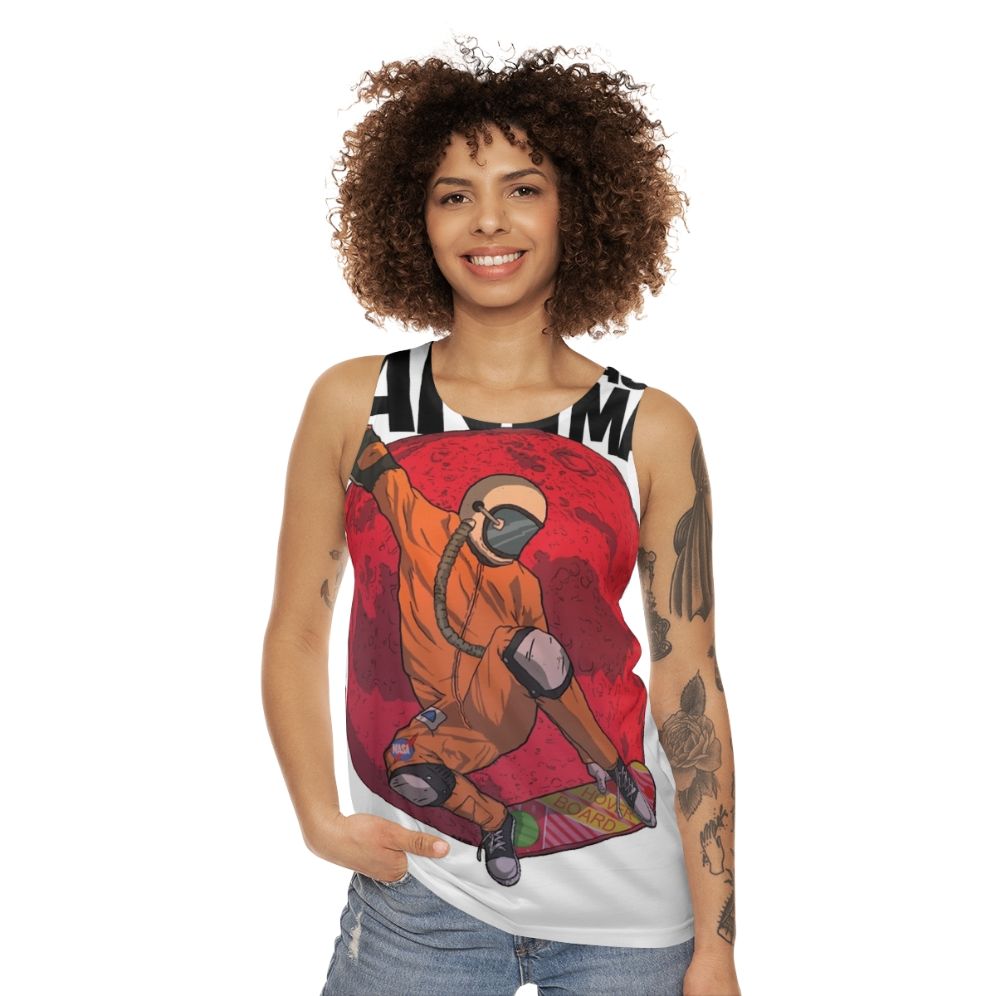 Unisex tank top featuring the indie band Man or Astroman's surf music and psychedelic rock - women