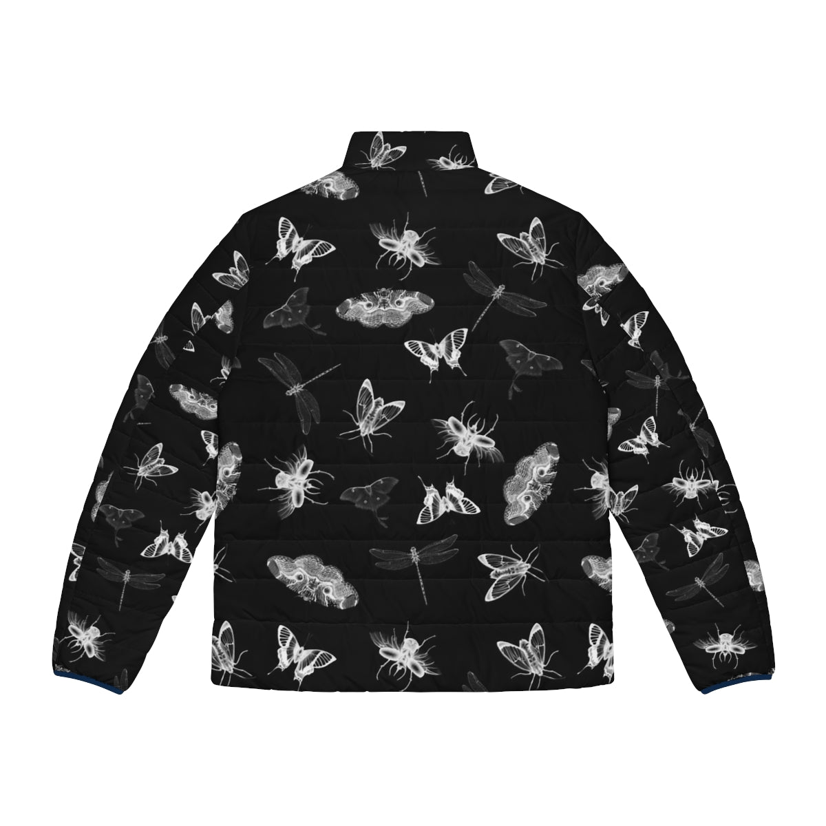 Puffer jacket with a nightmare-inducing bug pattern design - Back