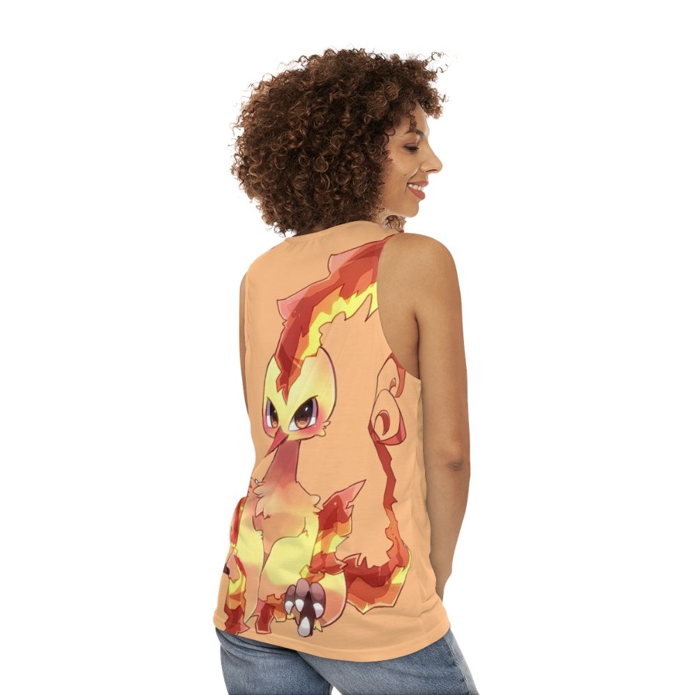 Unisex tank top featuring a cute phoenix, a legendary mythical creature - women back