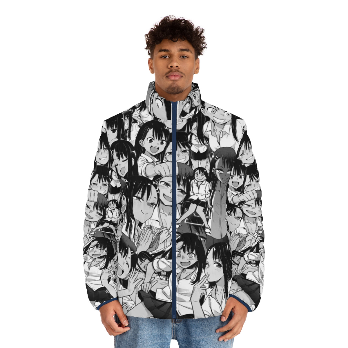 Nagatoro Inspired Puffer Jacket with Chibi Design - men front