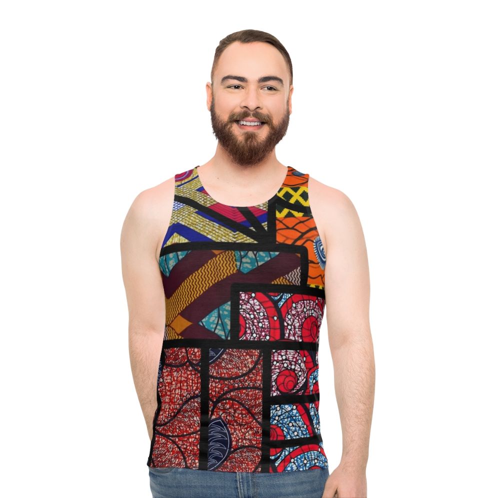 Vibrant African print unisex tank top - men