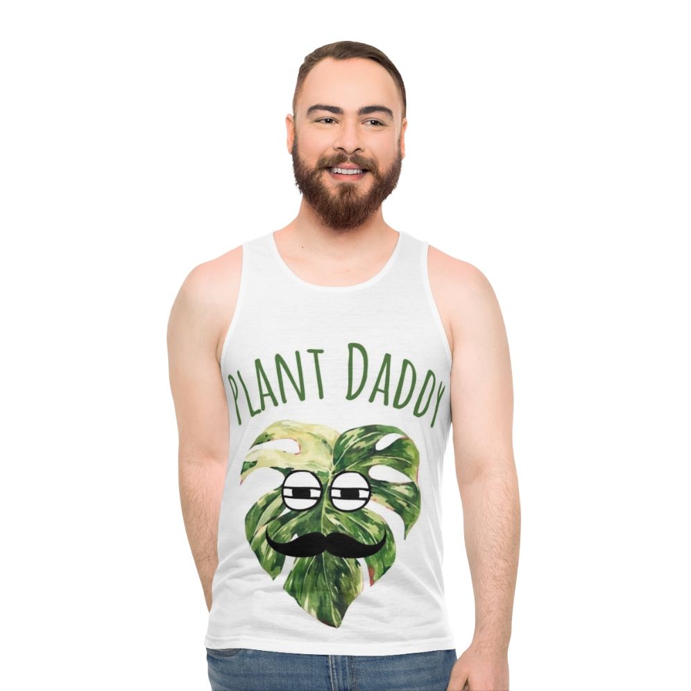 Unisex tank top with "Who Is The Best Plant Daddy" text - men