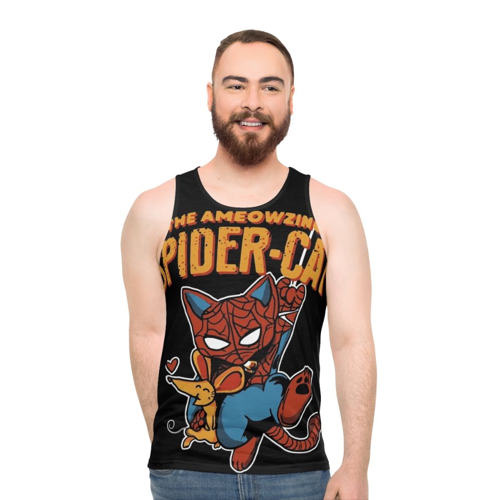 Unisex mouse rescue tank top with whimsical design - men