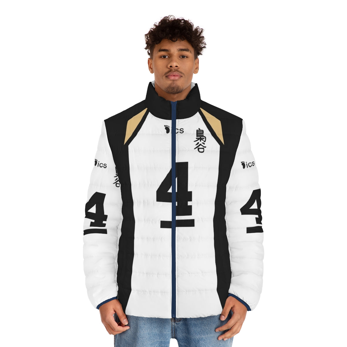 Bokuto S Jersey Puffer Jacket from the Haikyuu anime - men front