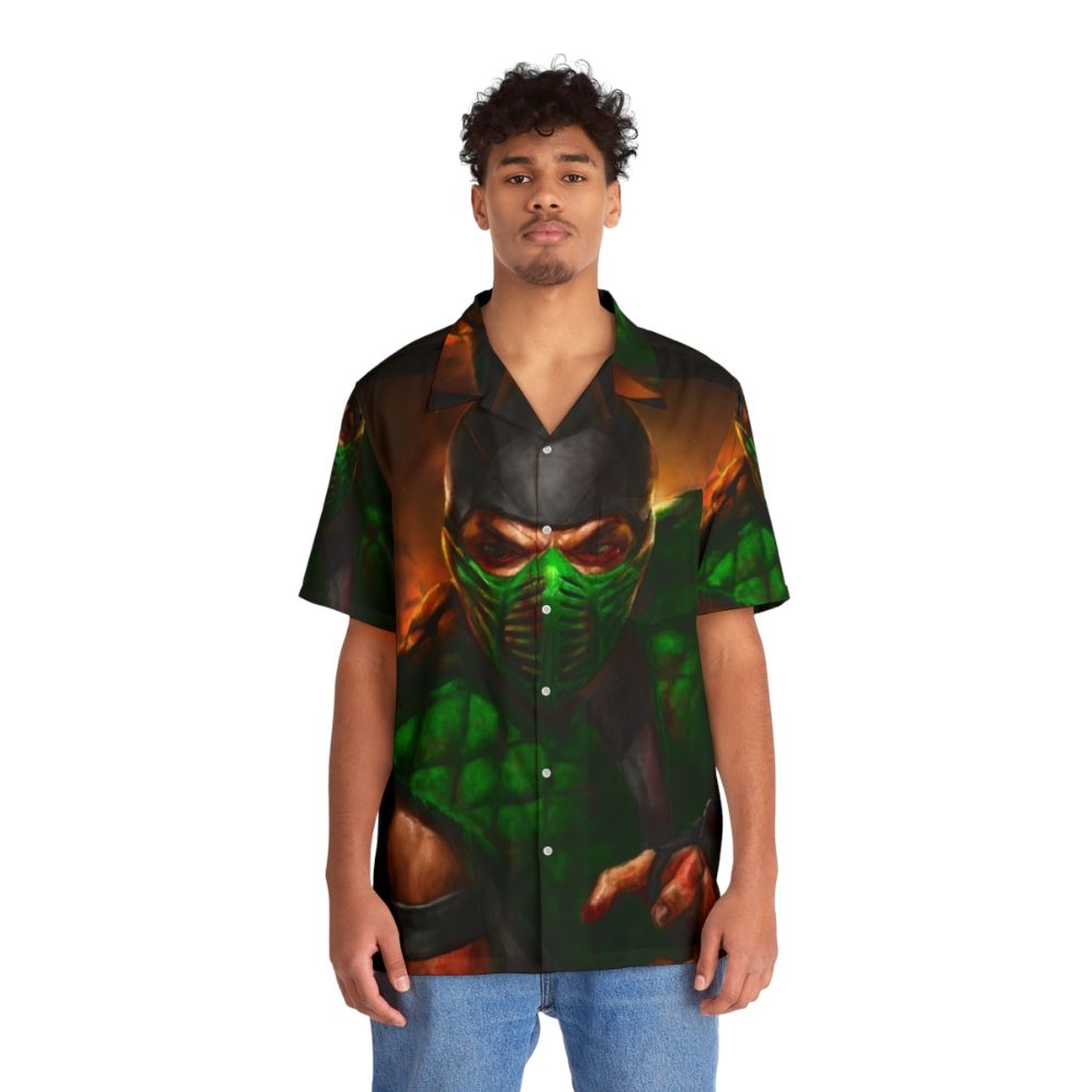 Reptile Hawaiian Shirt with Tropical Print - People Front