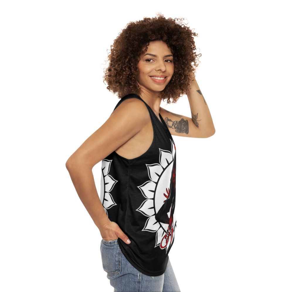 White Sunflower Spider Unisex Tank Top - women side